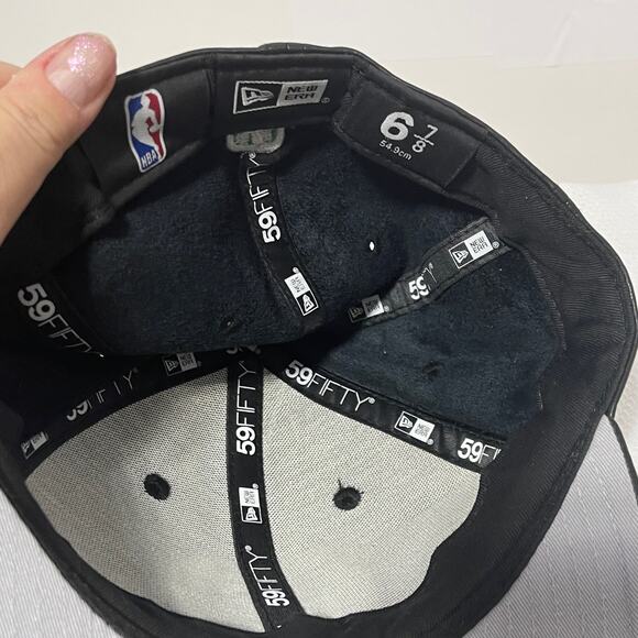 Boston Celtics Basketball New Era 59FIFTY Fitted Faux Leather NBA Hat Mens 6 7/8 - Picture 8 of 9